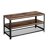 VASAGLE Tavolino TV in Stile Industriale, per Televisore fino a 43 Pollici, Mobiletto TV, Consolle, Tavolino da Caffè con Struttura in Metallo, per Soggiorno, Marrone Vintage LTV40BX