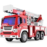 GizmoVine Camion Pompieri Giocattolo, Grande Macchina Modellini, Autopompa dei Vigili del Fuoco con Luci e Suoni, Pompiere Giocattoli, Rossa Macchinine Bambino, Regalo Bambini 3 4 5 6 7 8 Anni