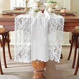 KASESSS Rustico Runner Tavola Lavoro Aperto Pizzo Bianco Runner Tavola Moderno Floreale Arte Centrini Moderni Per Mobili Per Matrimoni, Compleanni, Comunioni E Feste 45x160cm