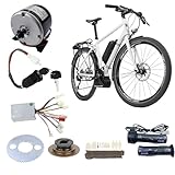 Ysislybin Kit Conversione Bici Elettrica, 9 Pezzi Kit di Conversione per Bicicletta ad Alta Velocità, 24V 250W Guarnitura Motore Spazzolato con Controller con Impugnatura dell'acceleratore per Bici