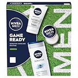 NIVEA Set regalo da uomo Game Ready (3 prodotti), set regalo per la cura della pelle da uomo con gel doccia, detergente viso e crema idratante, perfetto come regalo di Natale o di compleanno