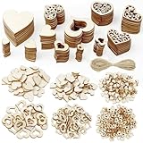 TOKERD 510pz Cuore in Legno per Decorazioni, Decoupage, Matrimonio, San Valentino, Natale, Tavolo, Scrapbooking, Fai da Te, Artigianato - Cuoricini Naturali