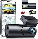 GKU 4K Dash Cam Auto, 5GHz WiFi e GPS, Doppia Telecamera per Auto, Mini Dashcam IPS 1.5" con Scheda SD 64G, 24H Monitor di Parcheggio, Visione Notturna, WDR, Grandangolo 170°, Sensore G, Controllo App