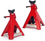 ClaShop Coppia Cavalletti da 6 Tonnellate per Auto Camper Moto Crick Solleva Auto Cavalletti di Sostegno per Officina Garage Portata 6 TON Regolabile da 370 a 610mm