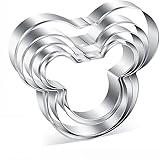 Owyee Set di Stampini per Biscotti a Forma di Topolino per Bambini, in acciaio inox, Testa, Faccia Laterale di Topolino, Palmo e Scarpe, Tagliabiscotti