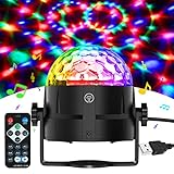 Gobikey Luci Discoteca, 7 RGB Colori Musica Attivata Luce Discoteca Palla con 4 M Cavo USB, Telecomando, Rotazione a 360° Lampada da Discoteca per Natale, Feste, Bar, Club, Car, Regalo per Bambini