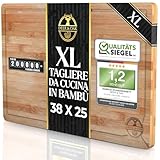 Deer & Oak Tagliere da Cucina in Bambù Premium - 38 x 25 x 2 cm, PreOliato e Trattato, Tagliere da Cucina Resistente per Carne, Verdure e Pane, Design Naturale e Duraturo