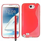 ebestStar - Cover Compatibile con Samsung Galaxy Note 2 N7100 Custodia Protezione S-Line Design Silicone Gel TPU Morbida e Sottile + Penna, Rosso [Apparecchio: 151.1 x 80.5 x 9.4mm, 5.5'']
