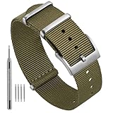 Ayadoo 18mm Verde militare cinturino per orologio in nylon monopezzo per uomo donna, cinturini Repalcement con fibbia in argento
