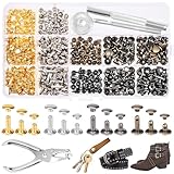 Szaboviktoria 180 Sets Borchie,Borchie Per Scarpe,Borchie Per Tessuti,Ribattini Con Pinza Per Rivetti, Rivetti Per Cuoio Da 12mm, 8mm, 6mm, 4 Colori, Con 3 Strumenti