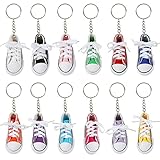Comius 12 Pcs Portachiavi Scarpa Sneaker in Canvas Mini - Ciondolo di Tela Moda per Borsa Zaini - Accessorio Regalo Souvenir per Donna Ragazza