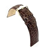 diloy Cinturino orologio pelle coccodrillo autentica Bombato cucito Lusso per orologi classici premium – Misure 12mm 14mm 16mm 18mm 20mm 22mm Nero marrone chiaro marrone scuro P332 Marrone Scuro 20mm