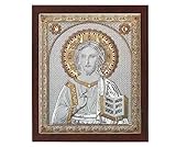 ARTE DEGLI ARGENTI QUADRO SACRO CAPOLETTO GESU CRISTO Cm.30x36 LASTRA in ARGENTO 925% con DETTAGLI ORO in STILE ICONA RUSSA RETRO LEGNO MADE in ITALY 3302/4
