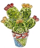 Sicilia Bedda - Pianta Ficodindia in Ceramica di Caltagirone - Prodotto realizzato interamente a Mano H 15 Centimetri