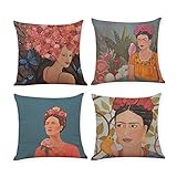 HOUMEL Frida Carlo Stampato Cuscini Divano Federa Auto Federa Set di 4 0108 (Color : Product1, Size : 45X45Cm)