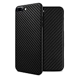 doupi UltraSlim Custodia per iPhone 8 Plus / 7 Plus (5,5 Pollici), Carbon Fiber Look Fibra di Carbonio ottiche Piuma Facile Cover, Nero