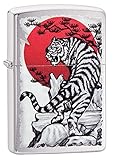 Accendino Zippo® Asian Tiger Design 29889, Accendino Antivento Ricaricabile Zippo, Realizzato in Metallo con Caratteristico "click" Zippo, Color Cromato, Made in USA, Ottima Idea Regalo