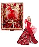 Barbie Signature Doll, Holiday Blonde Fashion Doll con abito e gonna a quadri, regalo stagionale da collezione in confezione da esposizione, HRM65