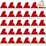 ZPQAODI Set di 30 cappelli natalizi con cappello di Babbo Natale, morbido e confortevole, flessibile, per adulti (40 x 30 cm)