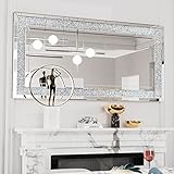 Specchi decorativi da parete rettangolari veneziani: bellissimo ed elegante look artistico, 5 mm di spessore, grandi specchi argentati da appendere 120 x 60 x 2,5 cm, cristalli lucidati a mano