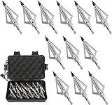 12 Pack di Punte da Caccia con tiro con L'Arco, Punte di frecce da 100/125 grani a 3 Lame Frecce per Caccia e tiro a Segno