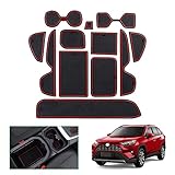GAFAT Toyot-a RAV4 2019-2024 2025 Tappetini Antiscivolo, RAV4 2023 Tappetinio in Gomma per Console Centrale, Portabevande, Compatibile con Accessori Toyota RAV4 (Rosso)