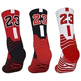 BIRCUS 3 paia di selezionare da basket d'élite Calzini atletici con il numero della squadra Calzini a compressione per la caviglia Regalo per i tifosi di basket (23,F)