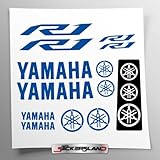 Kit adesivi compatibile con serbatoio e casco moto | Base Vinile Trasparente FACILE APPLICAZIONE Stampa UV | scritte loghi | Stickersland® - R1 New dal 2015 al 2024 (Blu)