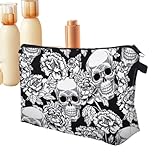 Borsa per cosmetici da viaggio, Borsa per trucchi gotici - cosmetica in poliestere impermeabile con stampa teschio - Borse portaoggetti portatili Custodia organizzativa per strumenti
