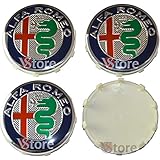 4 Tappi Coprimozzo 60mm Compatibili con ALFA ROMEO Giulietta Giulia 147 159 146 156 Brera Stemma Fregi Green My 2016