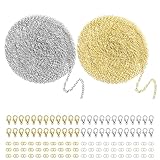 Xmart 2 pezzi 10m Catena Oro e Argento Kit con 60 Chiusure di Aragosta e 120 Anelli di Salto Catene per Gioielli Fai da Te Catenine per Collane per Collana DIY Accessori di Gioielli