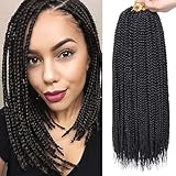 Xtrend - Confezione da 8 trecce di capelli sintetici all'uncinetto, 35,6 cm, 144 ciocche, senza nodi, medie, 3 extension per capelli bohémien