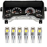 Nslumo LED Cruscotto Strumento Indicatore Luce per J'eep Cherokee XJ Wrangler TJ 6pcs Bianco Cruscotto Wedge Tachimetro Cluster Cruscotto Auto Cruscotto Lampadine