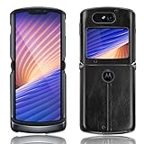 GOGME Cover per Motorola RAZR 5G/4G Cover, Custodia per Telefono in Pelle Retro Ultra Sottile Cassa Morbido TPU Silicone Case, Antiurto AntiGraffio Cover per Motorola RAZR 5G/4G, Nero