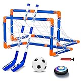 NIWWIN Air Power Soccer,Hover Soccer 3 in 1 Set di Giocattoli da Hockey, Gioco di Hockey simulato, Giocattolo da Hockey per Interni ed Esterni, Adatto per Bambini, Ragazzi e Ragazze dai 3 ai 12 Anni.