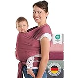 Laleni Fascia Neonato fino a 15kg in Morbido Cotone - Fascia Porta Bebe dalla nascita - Fascia Neonato Porta Bebe Certificata OEKO-TEX - Fascia Bebe Lunga 5,10m - Fascia Elastica Neonato Rosso