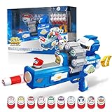 Super Wings Giochi di tiro pistola giocattolo, Pistole giocattolo rotanti con blaster di schiuma, Bersaglio di tiro con 10 proiettili in schiuma, Giocattoli per bambini 4 5 6 7 8 9 10 anni