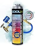 COOL5 5in1 - Kit di riparazione A/C, sostituzione del refrigerante R134a con olio, per ricarica aria condizionata auto 1995-2016 + linea di pressione con manometro + APC 500ml