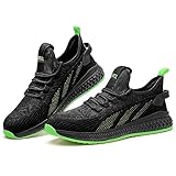 SPIEZ Scarpe Antinfortunistiche Unisex, Leggero Scarpe da Lavoro Antiforatura per Uomo e Donna, Comode Sneakers alla Moda da Lavoro e da Indossare Quotidiana, 42 EU Nero/Verde