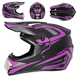 Caschi da Motocross Per Ragazzi E Ragazze Dai 5 Ai 14 Anni, Omologati DOT, Adatti A Motocross, Quad, Fuoristrada E Veicoli A Quattro Ruote(905 purple track,M(54-55cm))