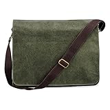 Quadra - Borsa Messenger Vintage in Tela - 14 Litri (Taglia unica) (Verde militare vintage)