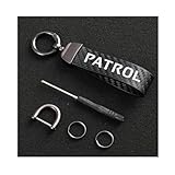 Generico Portachiavi Pelle Auto in Fibra di Carbonio per Nissan Patrol ​​con Anello D Ruotabile Portachiavi Auto Accessori,Black-12.5CM