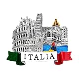 Magnete 3D Decorativo Frigorifero Città Italiane Roma Firenze Milano Venezia Pisa Souvenir Artistico in Resina Vintage Tricolore Idea Regalo Lavagna Magnetica Casa Cucina Ufficio