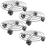 Carrello per Piante in Metallo su Ruote, Confezione da 4 Supporti Mobili per Fioriere per Vasi da Interno ed Esterno, 27 cm Ciascuno