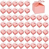 50 Pezzi Scatoline Portaconfetti Farfalla Scatole Confetti Matrimonio Scatoline Bomboniere Portaconfetti Bomboniere, per Compleanno, Festa, Celebrazione, Battesimo (Rosa, 6x6x5.5cm)