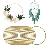 Wekuw 15 Pezzi Cerchi per Acchiappasogni (Oro) Cerchios Metallos 10 cm Acchiappasogni Cerchi in Metallo per Decorazioni Cerchio Metallo per Ghirlanda Cerchio Metallico Cerchio Ferro per Ghirlanda