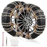 DBREAKS Catene da Neve Universali, 8 Pezzi Catene per di Emergenza, 215-285MM Catene da Neve Auto per Ghiaccio(Giallo)