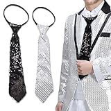 EUPSIIU 2 Pezzi Cravatta con paillettes per Adulti Bambini Accessori per Travestimento Paillettes Donna Uomo Cravatta Costume Decorazione per Feste a Tema, Matrimoni, Banchetti Carnevale (2PCS)