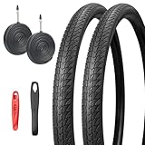 MEGHNA Coppia di pneumatici per bicicletta, 700 x 38 C, 2 pneumatici per bici da corsa + 2 x 700 x 38 C, tubo FV48 mm, 2 leve per pneumatici, 29 pollici, set da 30 PSI Gravel Bike Tire (2 pneumatici+2