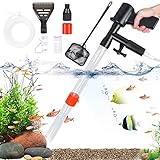 Pulizia Acquario Ghiaia, 5 in 1 Kit di Pulizia per Cambio d'Acqua Filtro con Pulsante di Pressione dell'Aria, Multifunzione Sifone Aspirapolvere Pulitore per Ghiaia per Cambia l'acqua, Succhia Sporco